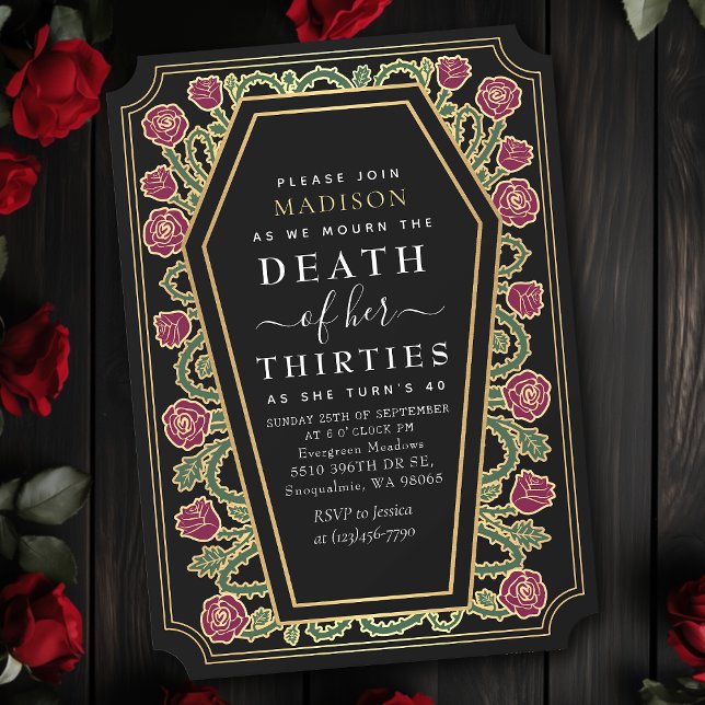 Rip Death to my 30s 40th Gothic Birthday Party  Invitation (Creator Uploaded)