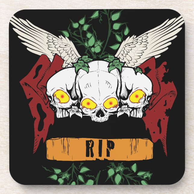 RIP Evil Skulls Beverage Coaster (Front)