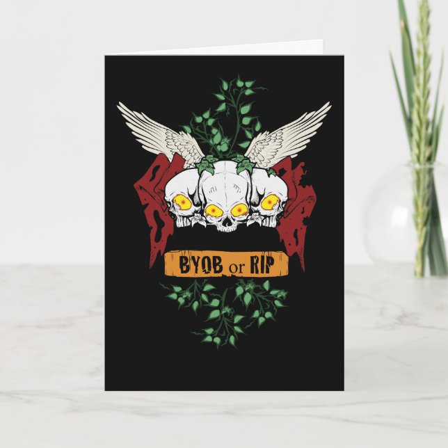 RIP Evil Skulls Halloween Invite With Bloody Text (Front)