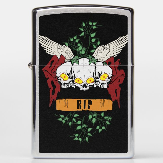 RIP Evil Skulls Zippo Lighter (Front)