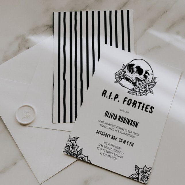 RIP Forties 50th Birthday Invitation (RIP Forties 50th Birthday Invite)