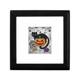 Rip Halloween Black Cat Pumpkin Tombstone Cauldron Gift Box
