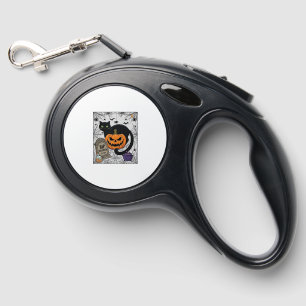 Rip Halloween Black Cat Pumpkin Tombstone Cauldron Retractable Pet Leash
