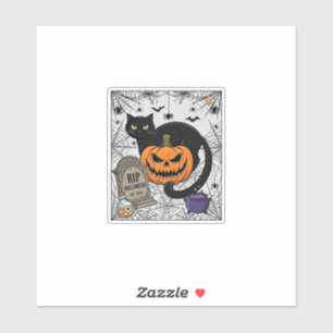 Rip Halloween Black Cat Pumpkin Tombstone Cauldron Sticker