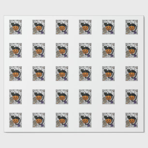 Rip Halloween Black Cat Pumpkin Tombstone Cauldron Wrapping Paper