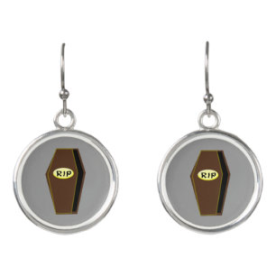 RIP Halloween Coffin of Doom Drop Earrings