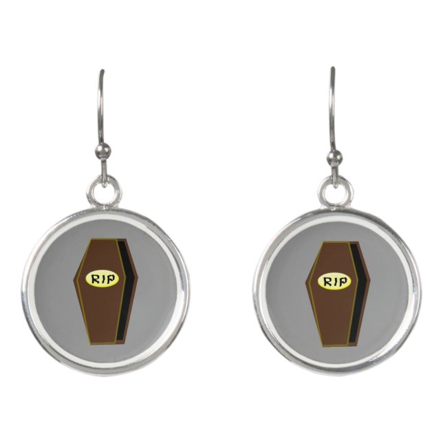 RIP Halloween Coffin of Doom Drop Earrings (Front)