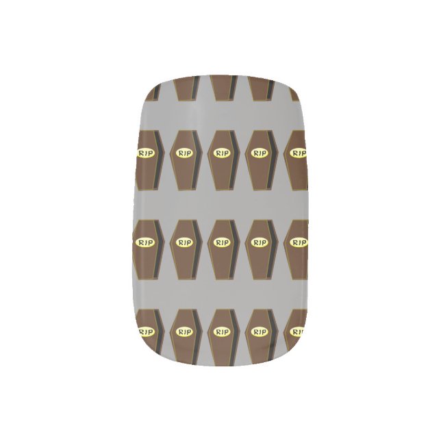RIP Halloween Coffin of Doom False Nails Minx Nail Wraps (Left Thumb)