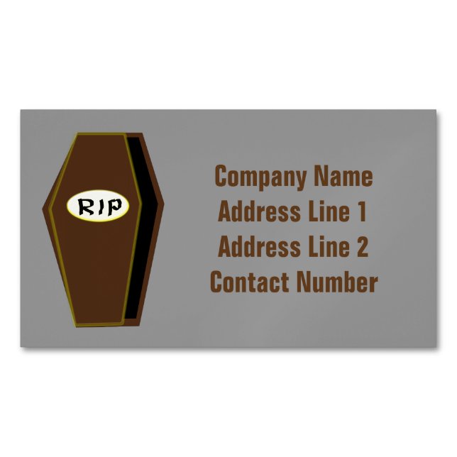 RIP Halloween Coffin of Doom Personalized Business Card Magnet (Front)