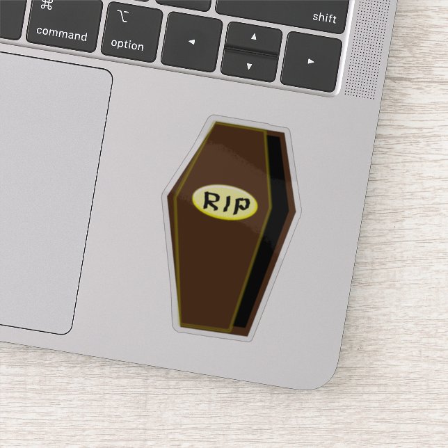 RIP Halloween Coffin of Doom Shaped Sticker (Detail)
