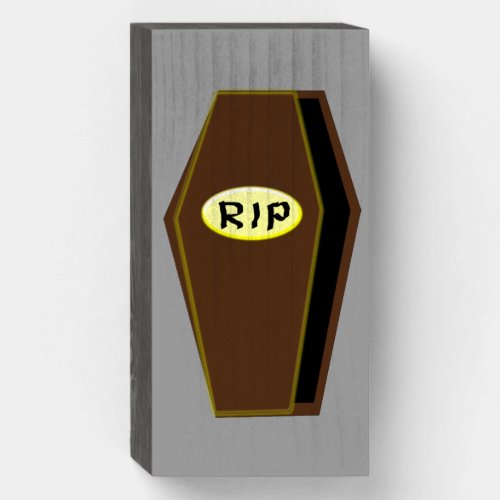 RIP Halloween Coffin of Doom Wooden Box Sign