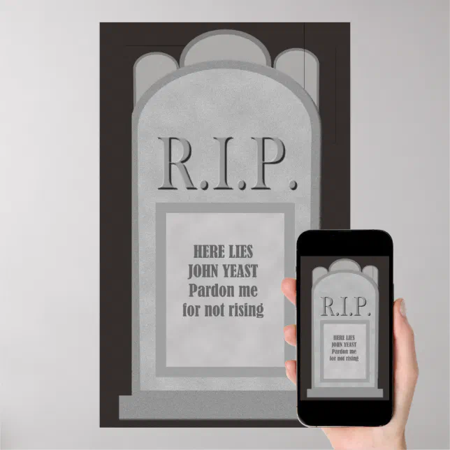 RIP Halloween Here Lies J. Yeast Tombstone Poster | Zazzle