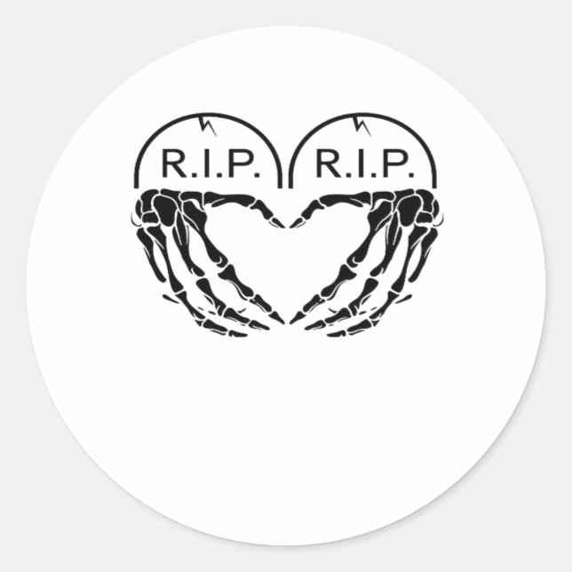 Rip, Heart Shaped Design Made From Gravestones, An Classic Round Sticker (Front)