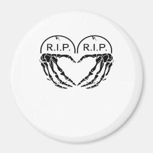 Rip Heart Shaped Gravestone Skeleton Hands Magnet