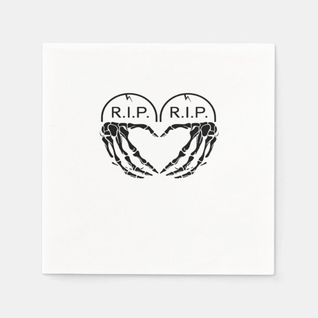 Rip Heart Shaped Gravestone Skeleton Hands Napkins (Front)