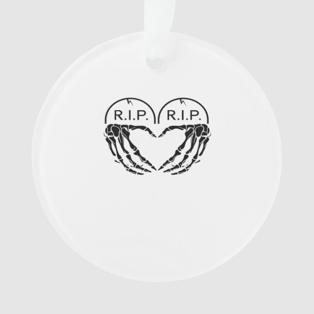 Rip Heart Shaped Gravestone Skeleton Hands Ornament (Front)