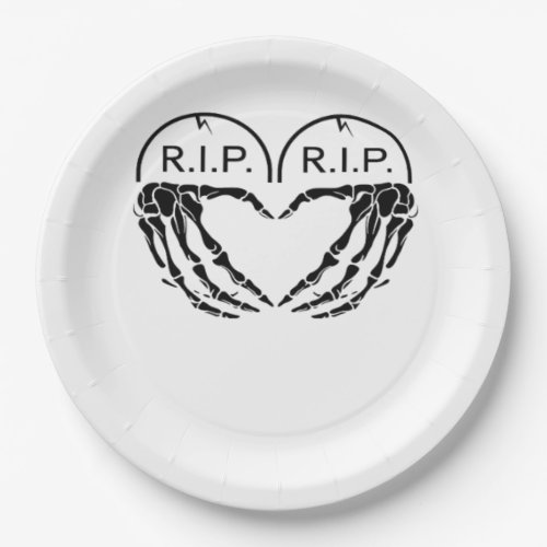 Rip Heart Shaped Gravestone Skeleton Hands
