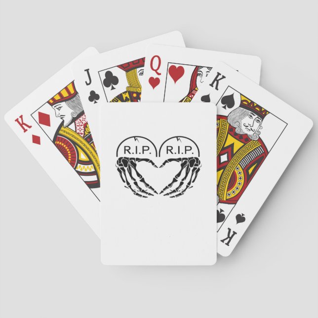 Rip Heart Shaped Gravestone Skeleton Hands Poker Cards (Back)