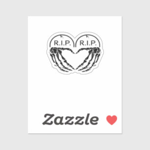 Rip Heart Shaped Gravestone Skeleton Hands Sticker