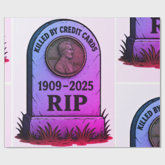   RIP Lincoln Penny – Inflation Tombstone Design  Wrapping Paper