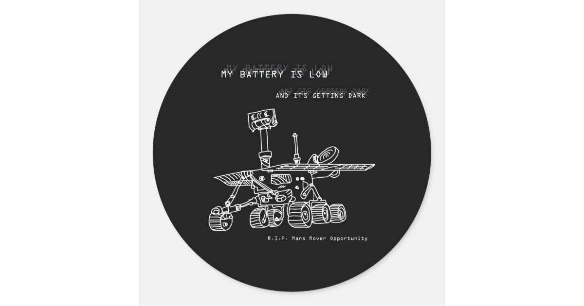 Rip Mars Opportunity Rover Exploration Hand-Drawn Classic Round Sticker ...