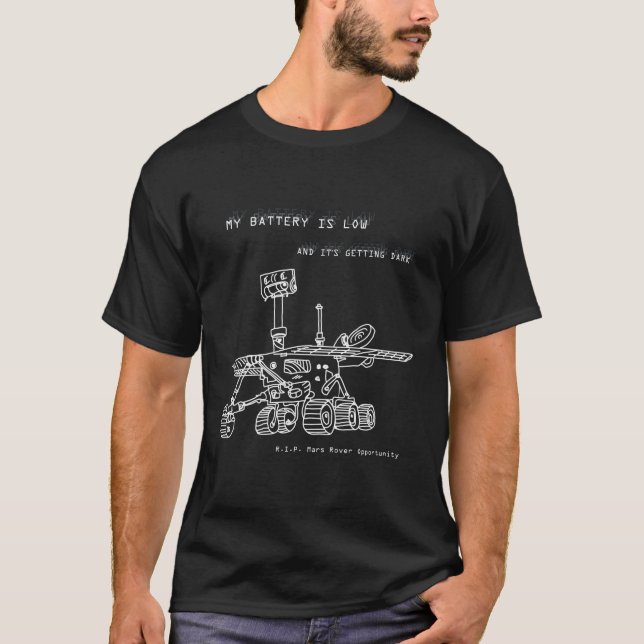 Rip Mars Opportunity Rover Exploration Hand-Drawn T-Shirt (Front)