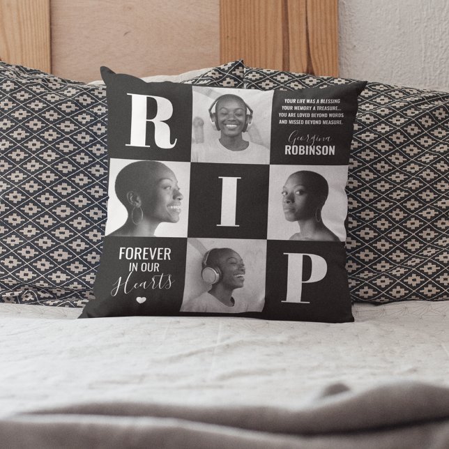RIP Memorial Sympathy Photo Throw Pillow (Creator Uploaded)