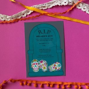 RIP my 20s Custom Age Tombstone, Skulls Birthday Invitation