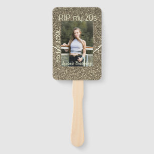 RIP MY 20s silver golden birthday add name date Hand Fan