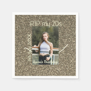 RIP MY 20s silver golden birthday add name date Napkins