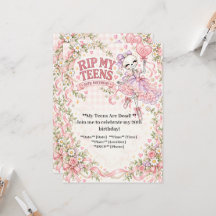 RIP My Teens Pink Floral Coquette 20th Birthday