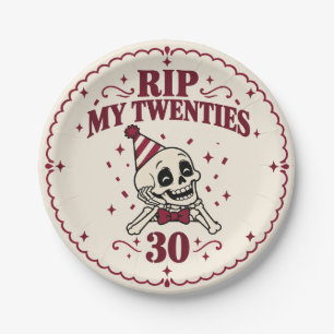 RIP My Twenties 30th Birthday Skeleton Paper Plate