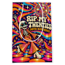 RIP My Twenties Retro Disco Skeleton 30th Birthday