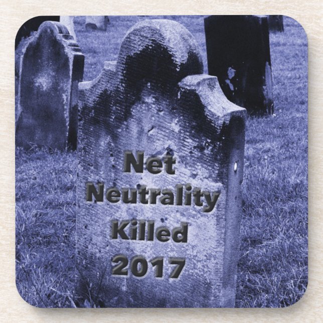 RIP Net Neutrality Gravestone Beverage Coaster (Front)