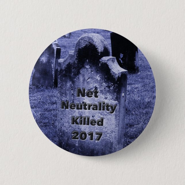RIP Net Neutrality Gravestone Pinback Button (Front)