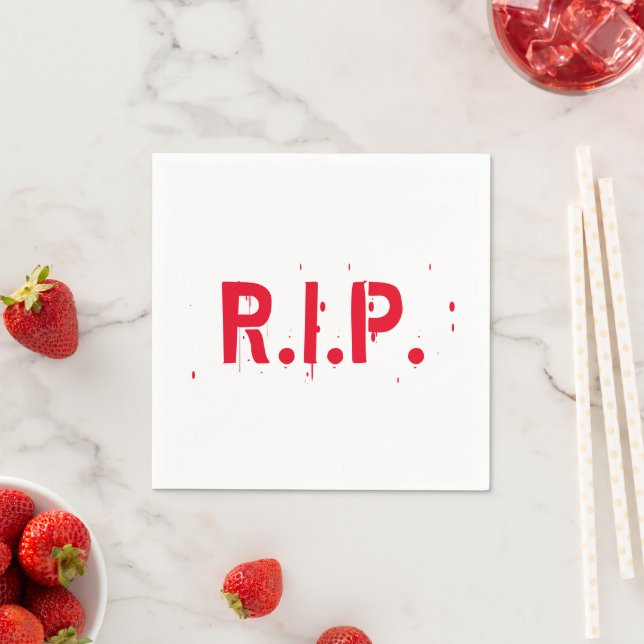 RIP red blood scary typography funny Halloween Napkins (Insitu)