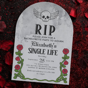 Rip Single Life Gothic Bachelorette Party Invitation