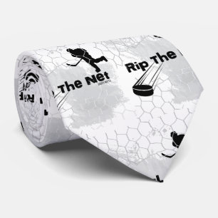 Rip the Net Hockey Player Gray Neck Tie