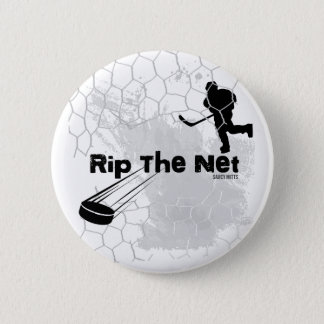 Rip the Net Hockey Player Pinback flare Button
