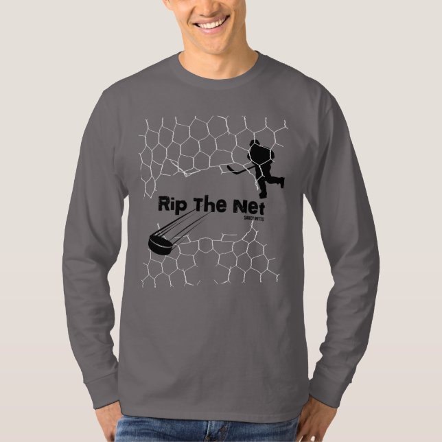 Rip the Net Hockey Player T-Shirt (Front)