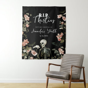 RIP Thirties Skeleton 40th Birthday Party Backdrop
