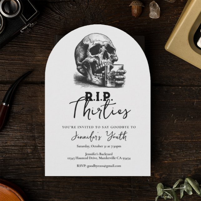 RIP Thirties Vintage Skull 40th Birthday Party Invitation (Creator Uploaded)