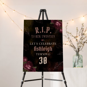 RIP to Decade Dark Roses Milestone Birthday Foam Board