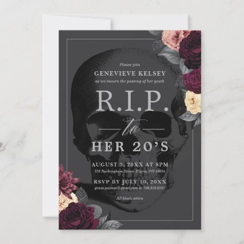 RIP to her 20s Party  Invitation