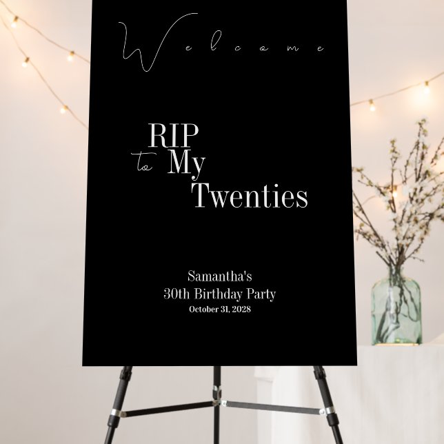 RIP to my 20s Birthday Party Welcome Sign (In Situ (Stand))