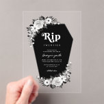 Rip to my 20s Funny Transparent 30th Birthday Acrylic Invitations<br><div class="desc">Celebrate new beginnings with this Rip 20s Funny Transparent 30th Birthday Acrylic Invitation. Featuring an eye-catching design, gothic elements, and retro typography, this invitation adds a touch of humor to mourning your twenties. The black and white floral accents and Halloween vibe make it perfect for a goth or gothic style...</div>
