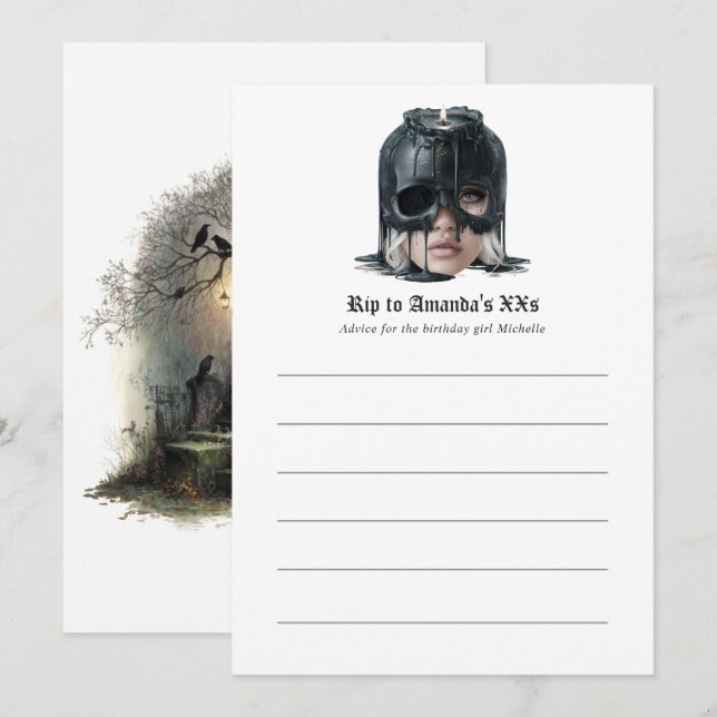 "RIP to My ___ Age"  Gothic Birthday Advice Card (Front/Back)