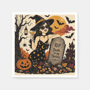 RIP to My Thirties Retro Halloween 40th Birthday  Napkins