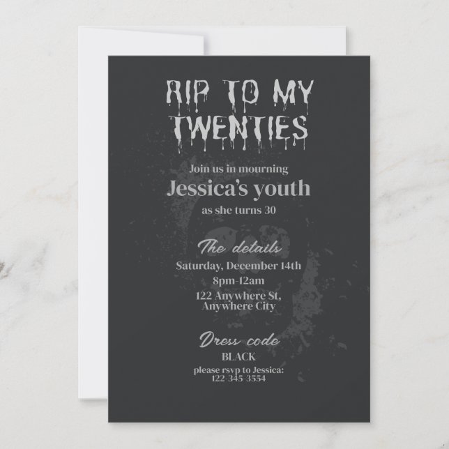 RIP To My Twenties 30th Birthday Party Invitation (Front)