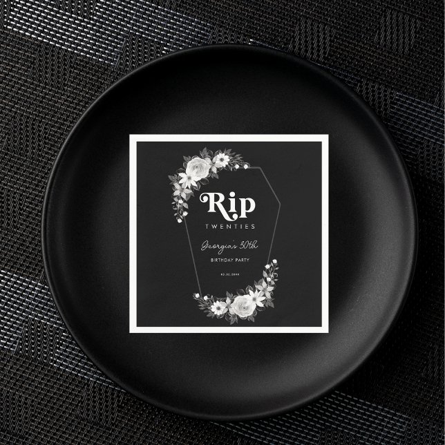 Rip To My Twenties Black 30th Birthday Party Napkins (Creator Uploaded)